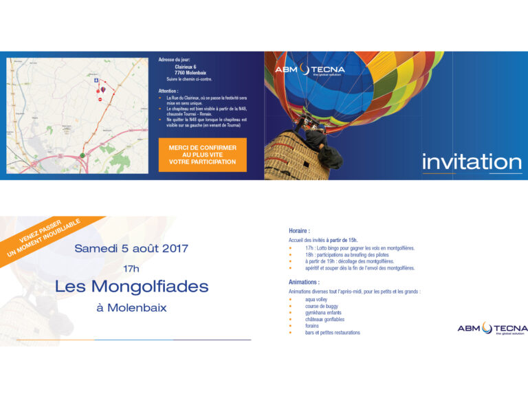 Imprimé carte d'invitation pour événement ABM TECNA